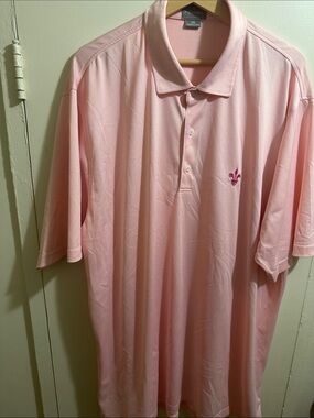 Men’s Fennec Pink Polo Shirt with Embroidered Fleur-de-Lis